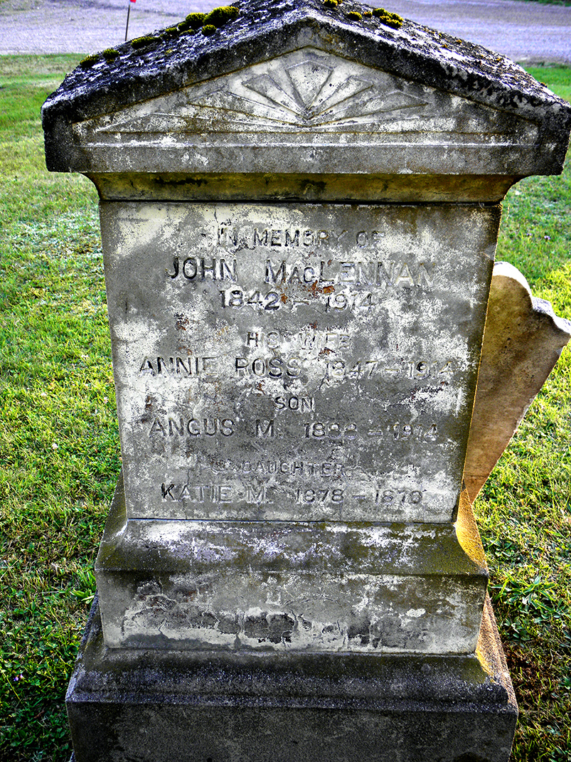 Photo of headstones/John MacLennan 1842-1914 hdstn Forbes cem R Denys_